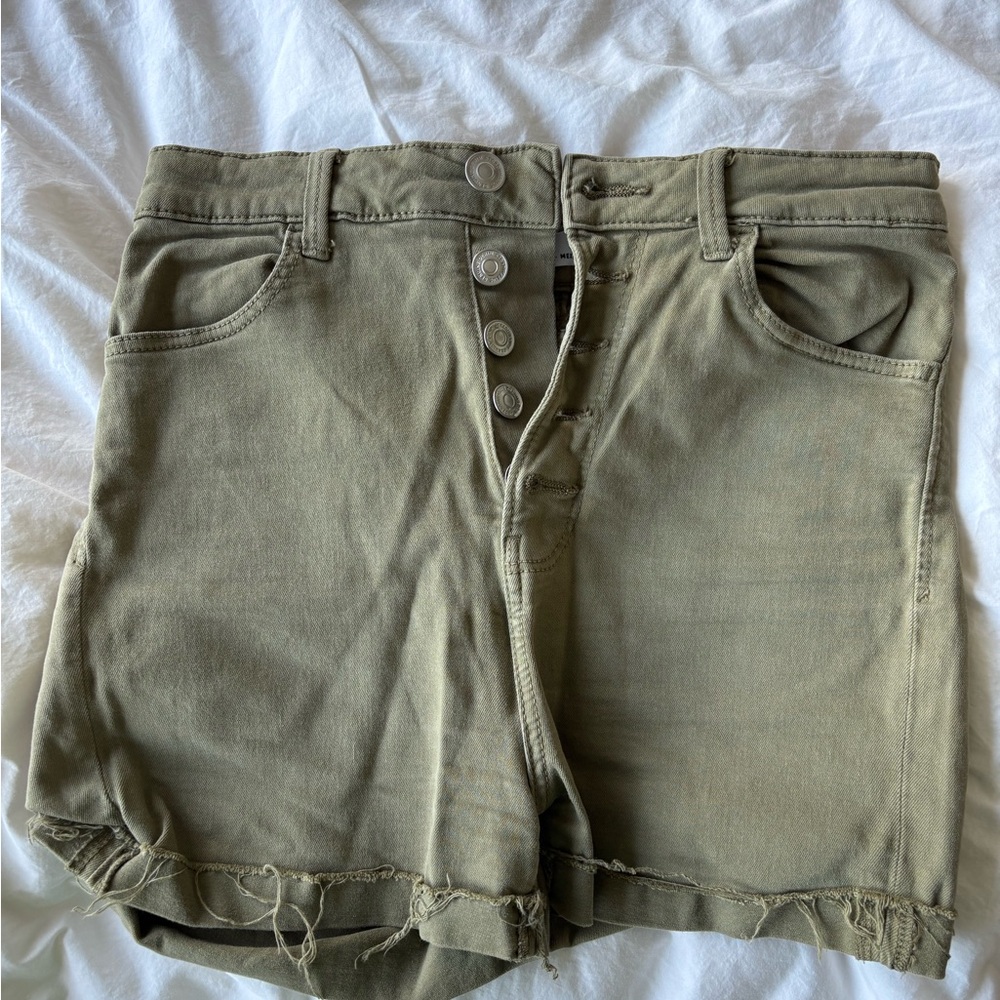 Stradivarius High Waist Green Shorts